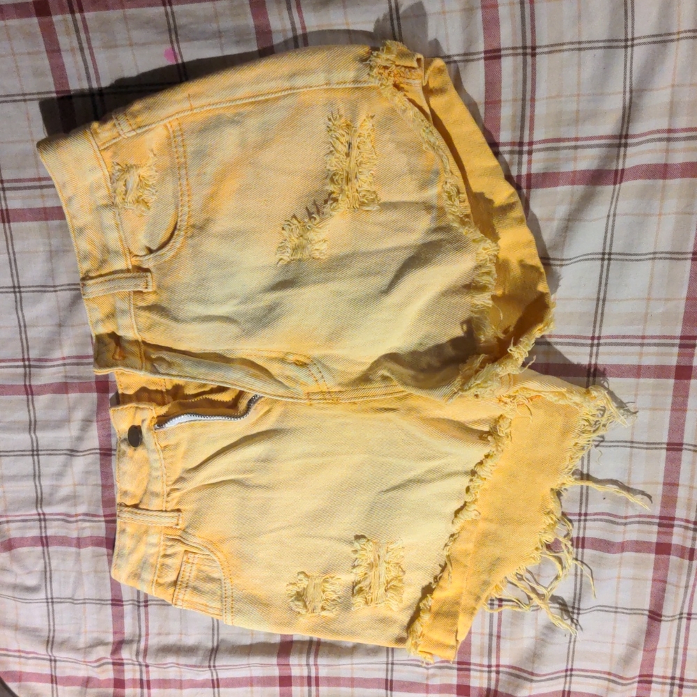 Yellow jean shorts